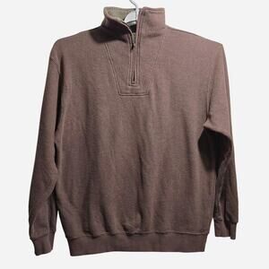 Orvis Men’s Brown Half-Zip Cotton Sweater Pullover Large